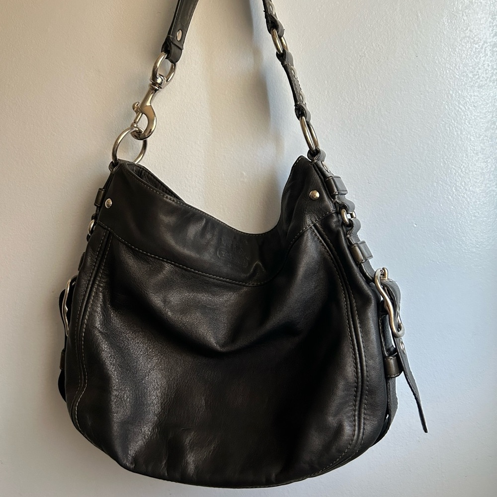 Coach 12669 Zoe Large Shoulder Bag Black Leather Silver Hardware Mob Wife Era